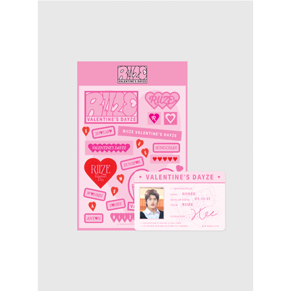 2024 RIIZE VALENTINE'S DAYZE REMOVABLE STICKER + ID CARD SET (RANDOM)