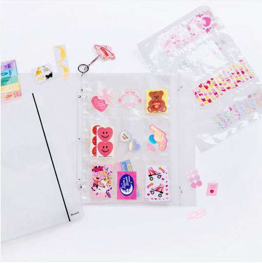 Small Sticker Binders BE ON D Deco pocket BIG A4 3hole binder set - Sticker - Silver (Double ...