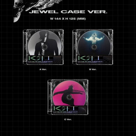 KAI 1st album JEWEL CASE Version X Black and White - Version Y Blue - Version Z Pink