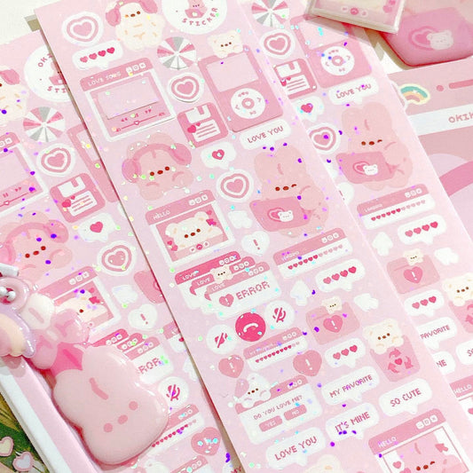 OKIKI sticker Computer (pink)