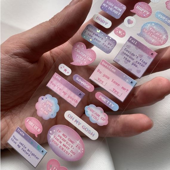 SOOANG STUDIO English speech bubble stickers pink